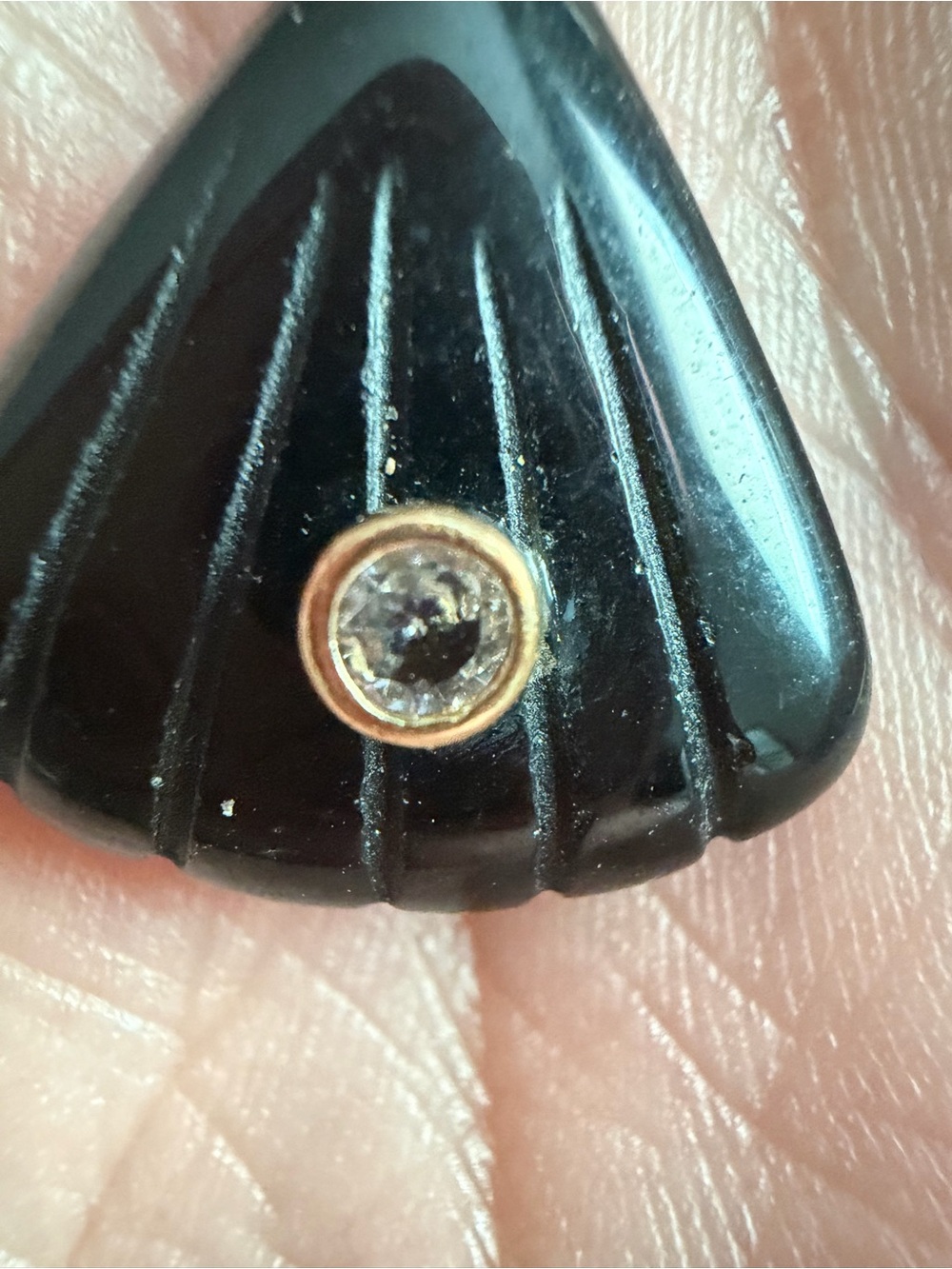 Black Onyx Shell Pendant with Gold Accent